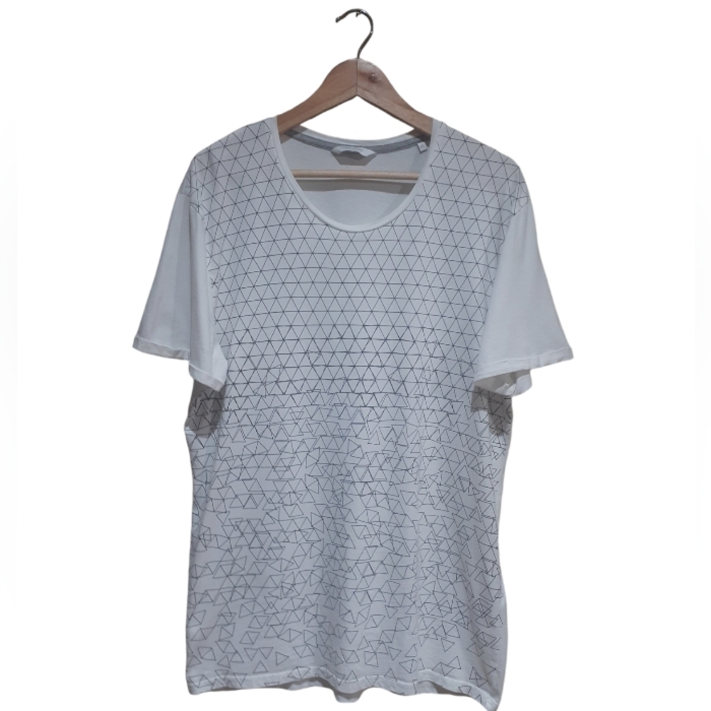 Tom Tailor Contemporary Men's Basic T-Shirt White Black Geometric Size XL